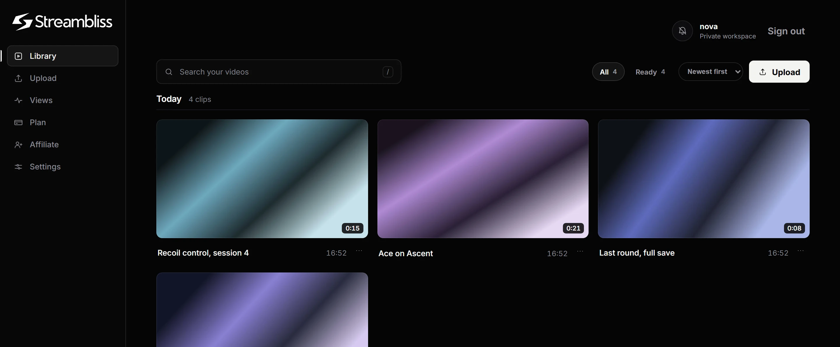Die Videobibliothek von Streambliss 2.0